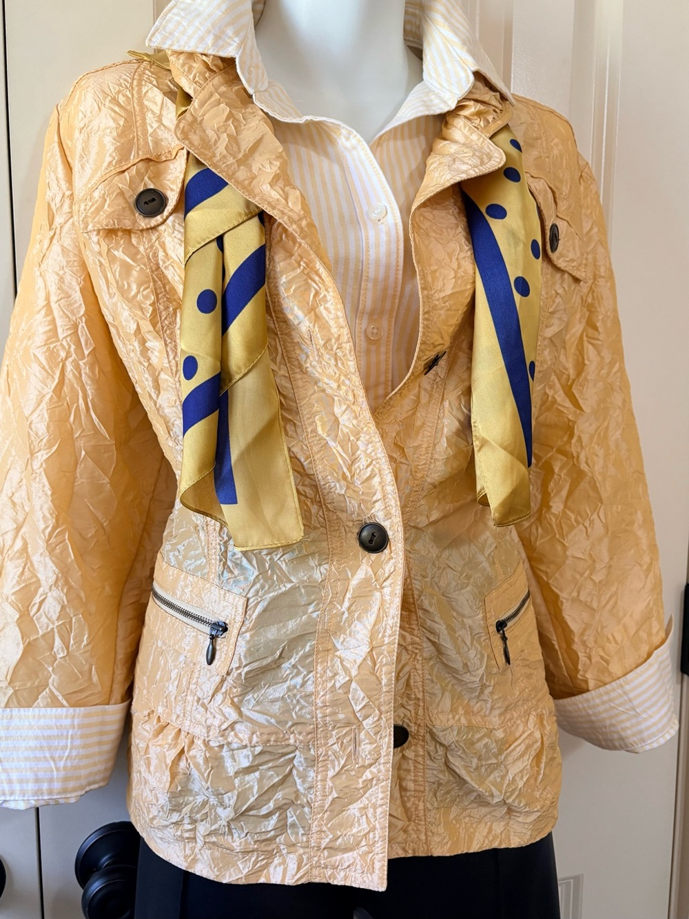 Chicos Lightweight Crinkle Yellow Women's Jacket, size XL, jacket only for sale